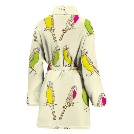 Parakeet Pattern Print Design A01 Women Bathrobe