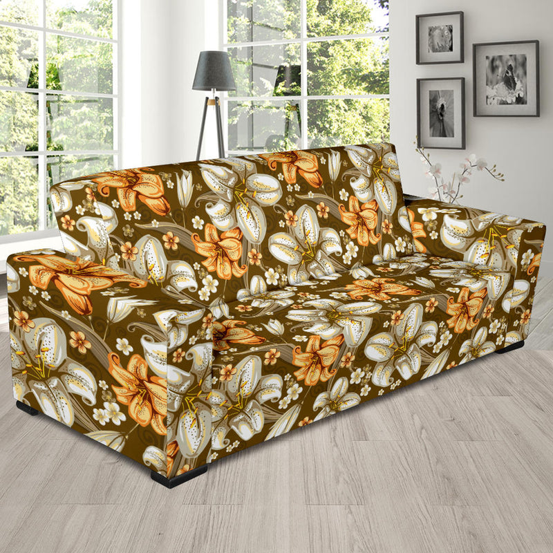 Lily Pattern Print Design 01 Sofa Slipcover