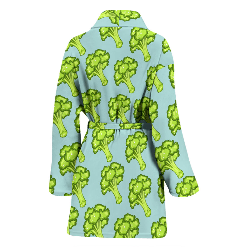 Broccoli Pattern Print Design 02 Women Bathrobe