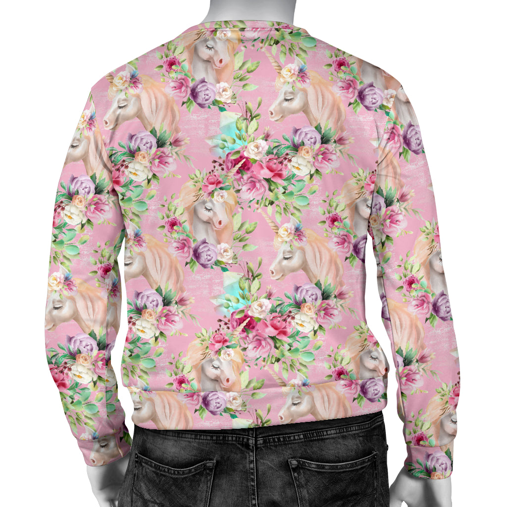 Unicorn Princess with Rose Men Long Sleeve Sweatshirt