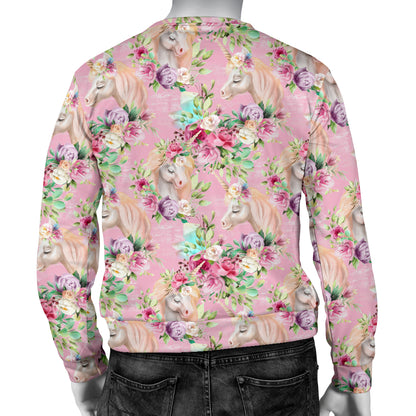 Unicorn Princess with Rose Men Long Sleeve Sweatshirt