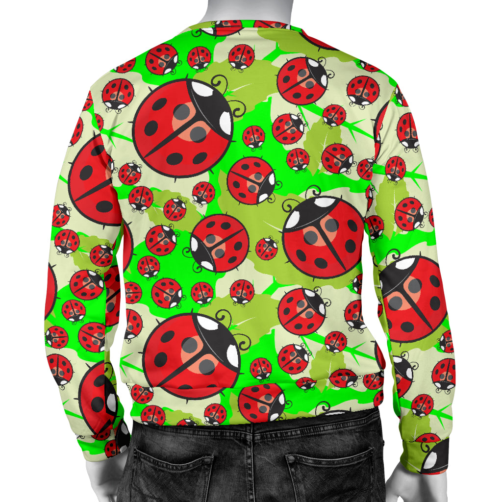 Ladybug with Leaf Print Pattern Men Long Sleeve Sweatshirt