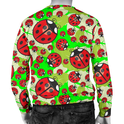 Ladybug with Leaf Print Pattern Men Long Sleeve Sweatshirt