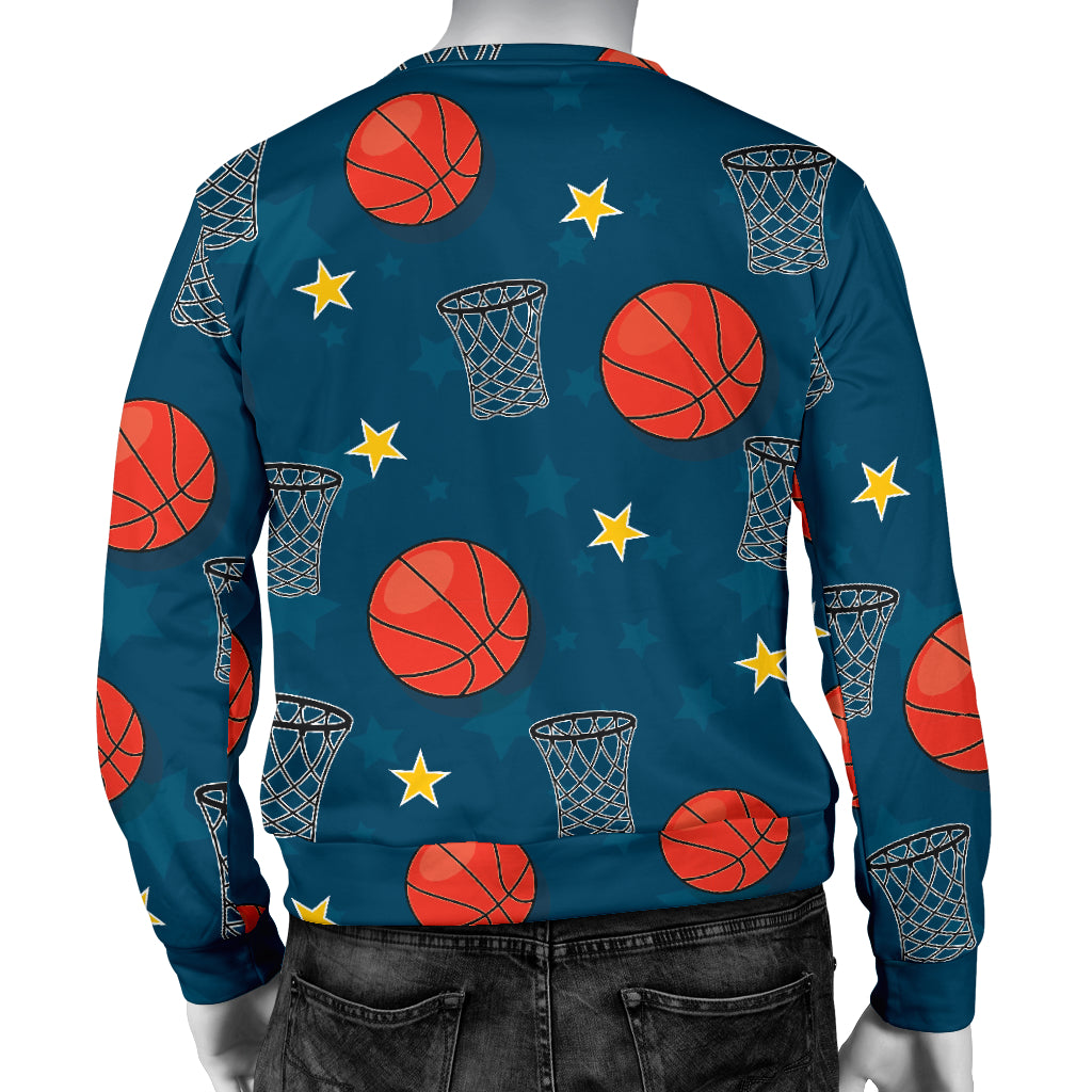 Basketball Classic Print Pattern Men Long Sleeve Sweatshirt