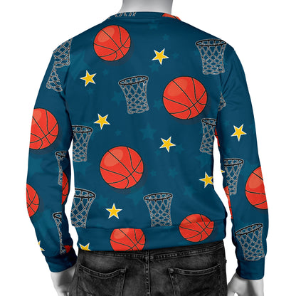 Basketball Classic Print Pattern Men Long Sleeve Sweatshirt