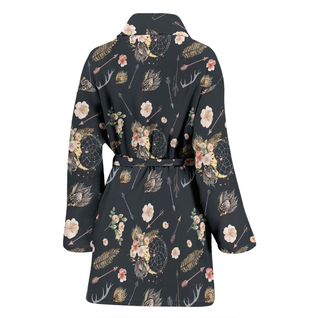Bohemian Pattern Print Design 09 Women Bathrobe
