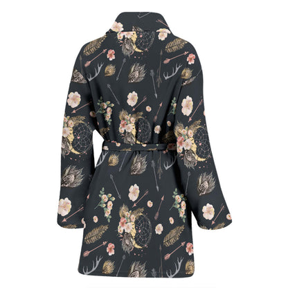Bohemian Pattern Print Design 09 Women Bathrobe