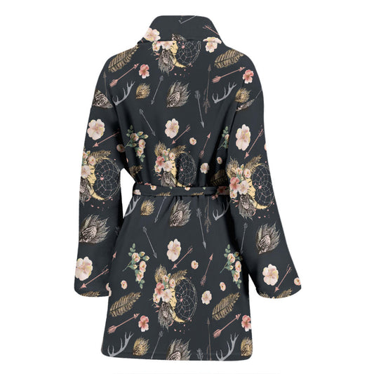 Bohemian Pattern Print Design 09 Women Bathrobe