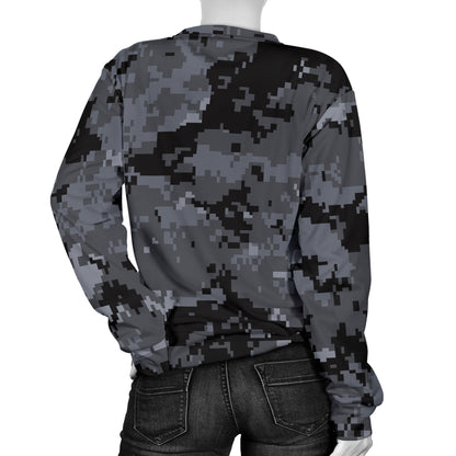 ACU Digital Black Camouflage Women Long Sleeve Sweatshirt