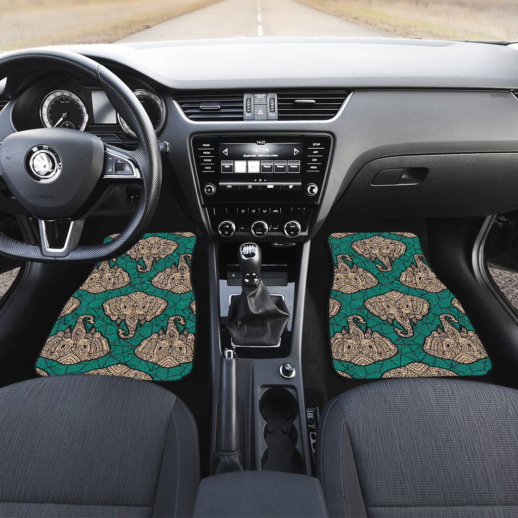 Boho Head Elephant Car Floor Mats Front Back