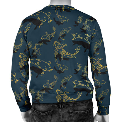 Koi Carp Gold Design Themed Print Men Long Sleeve Sweatshirt
