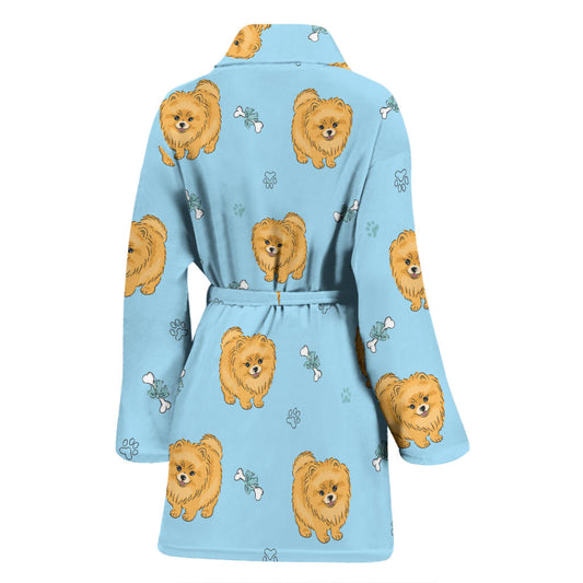 Pomeranians Pattern Print Design A03 Women Bathrobe
