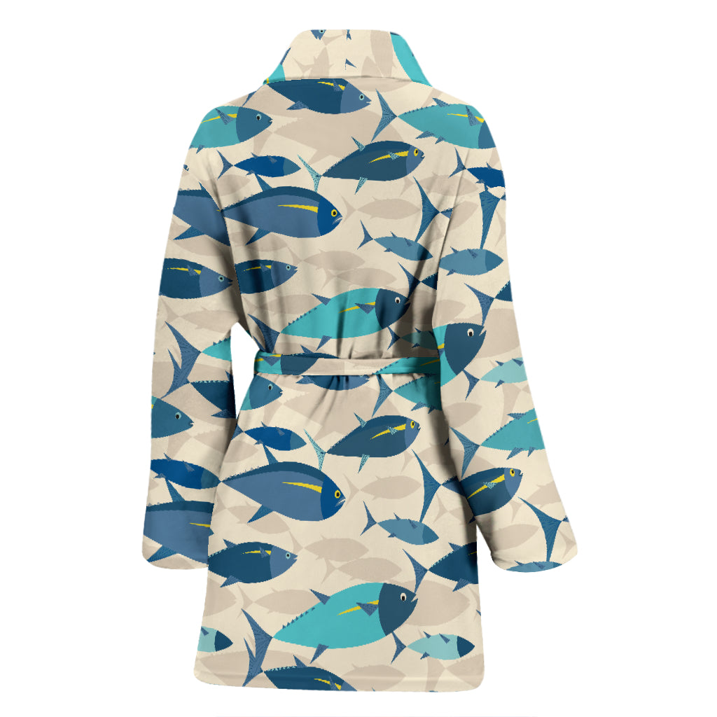 Tuna Fish Print Design LKS302 Women Bathrobe