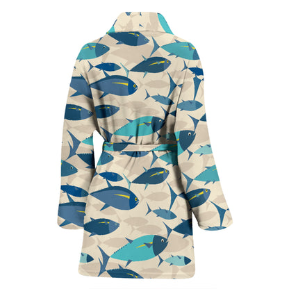 Tuna Fish Print Design LKS302 Women Bathrobe