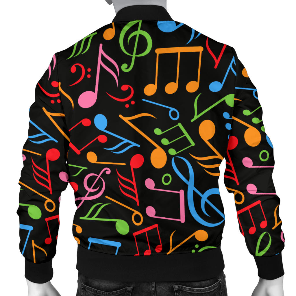Music Note Colorful Themed Print Men Bomber Jacket