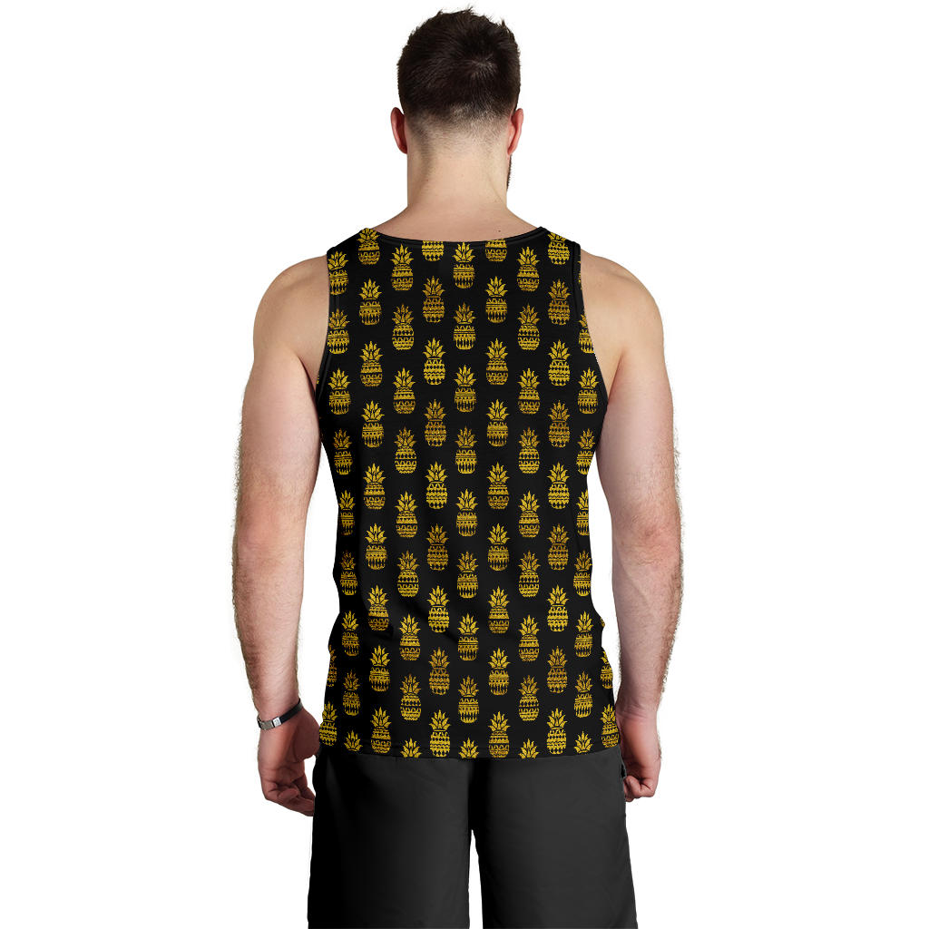 Pineapple Gold Tribal Style Print Men Tank Top