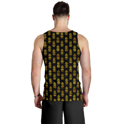 Pineapple Gold Tribal Style Print Men Tank Top