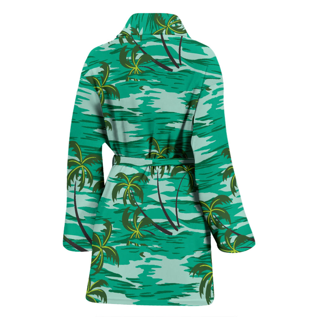 Palm Tree Pattern Print Design A01 Women Bathrobe