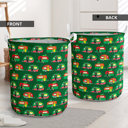 Camper Camping Christmas Themed Print Laundry Basket