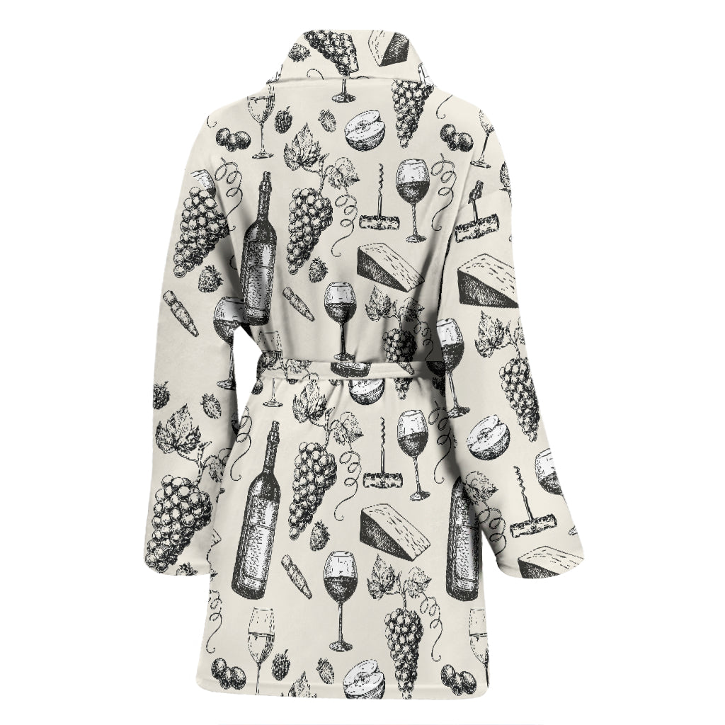 Wine Themed Print Design LKS306 Women Bathrobe
