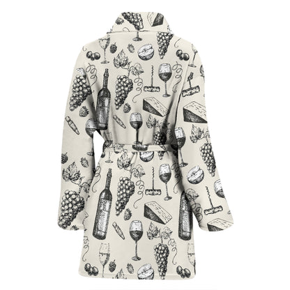 Wine Themed Print Design LKS306 Women Bathrobe