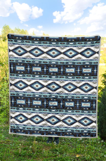 Navajo Dark Blue Print Pattern Quilt Bedspread