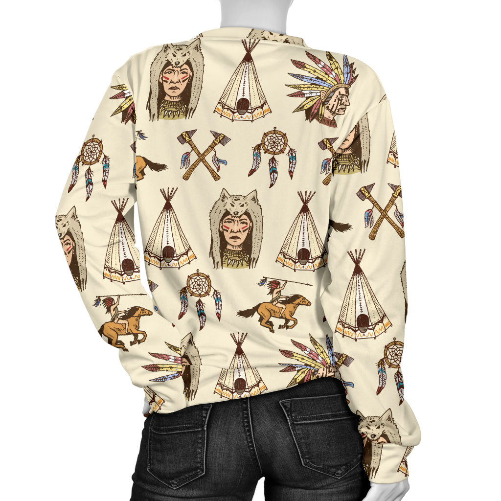 Native Indian Pattern Design Print Women Long Sleeve Sweatshirt