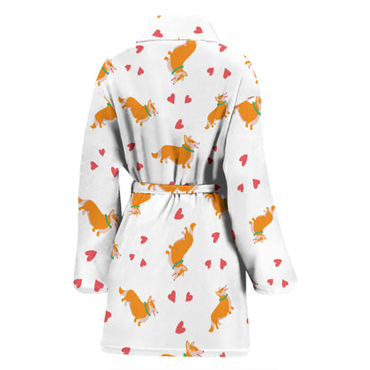 Cardigan Welsh Corgis Pattern Print Design 04 Women Bathrobe