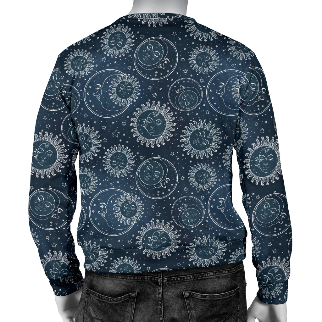 Sun Moon Tattoo Design Themed Print Men Long Sleeve Sweatshirt