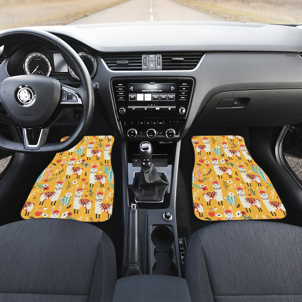Llama Cute Themed Print Car Floor Mats Front Back