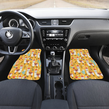 Llama Cute Themed Print Car Floor Mats Front Back
