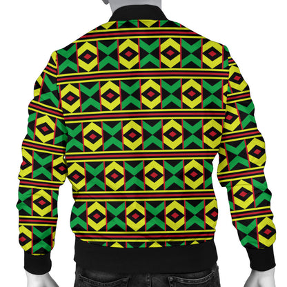 African Geometric Print Pattern Men Bomber Jacket
