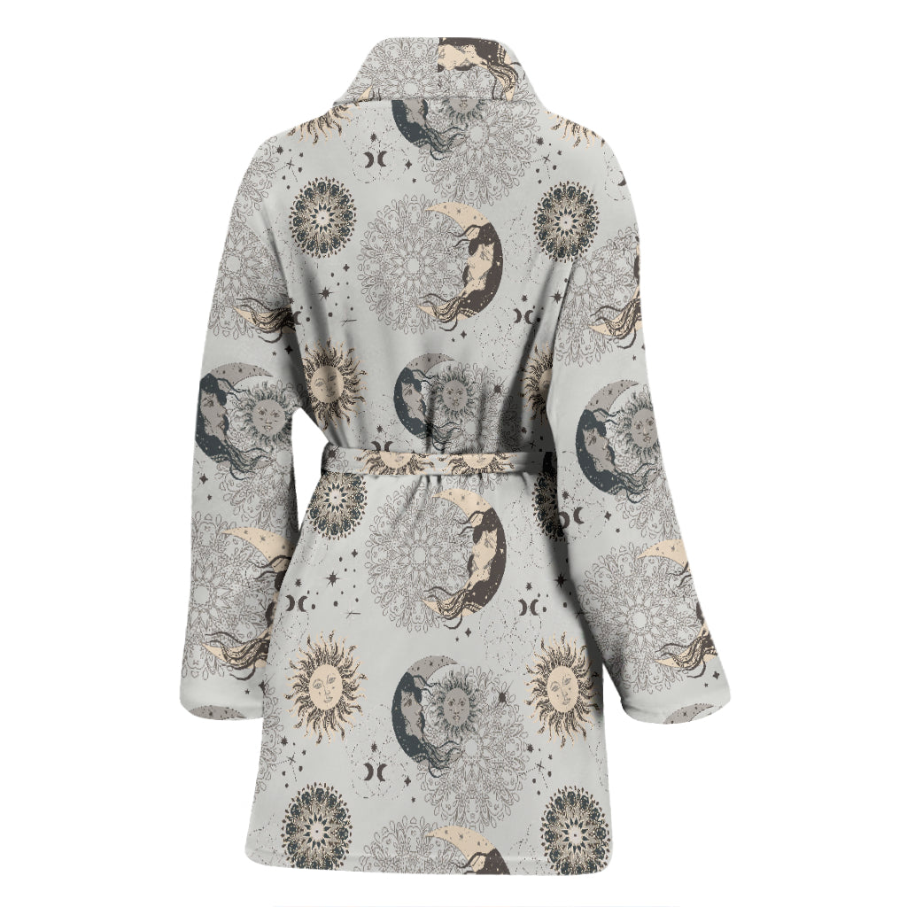 Sun Moon Print Design LKS302 Women Bathrobe