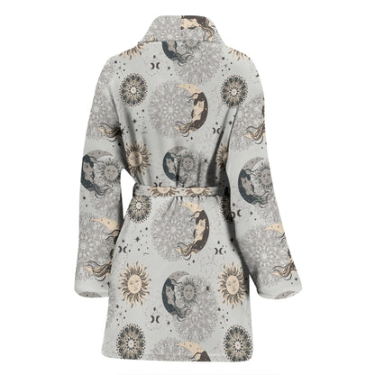 Sun Moon Print Design LKS302 Women Bathrobe