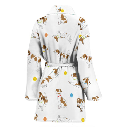 Russell Terriers With Balls Print Design LKS307 Women Bathrobe