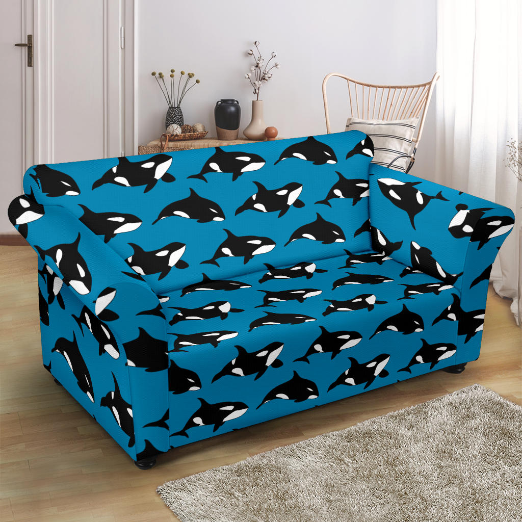 Whale Print Design LKS304 Loveseat Couch Slipcover