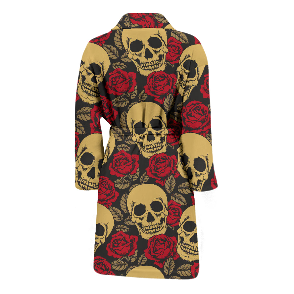 Skull And Roses Print Design LKS302 Men Bathrobe