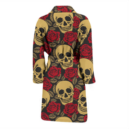 Skull And Roses Print Design LKS302 Men Bathrobe