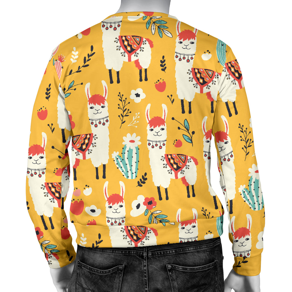 Llama Cute Themed Print Men Long Sleeve Sweatshirt
