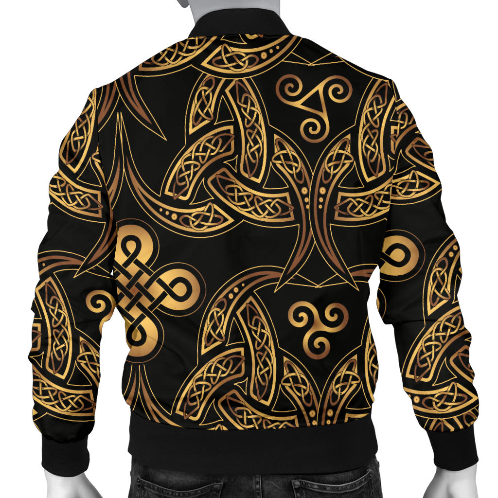 Celtic Knot Gold Design Men Bomber Jacket