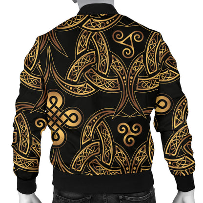 Celtic Knot Gold Design Men Bomber Jacket