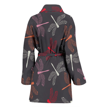 Dragonfly Pattern Print Design 01 Women Bathrobe