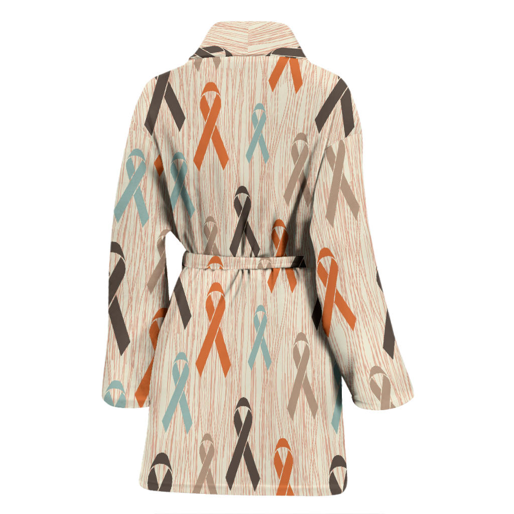 Cancer Awareness Pattern Print Design 01 Women Bathrobe