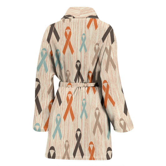 Cancer Awareness Pattern Print Design 01 Women Bathrobe