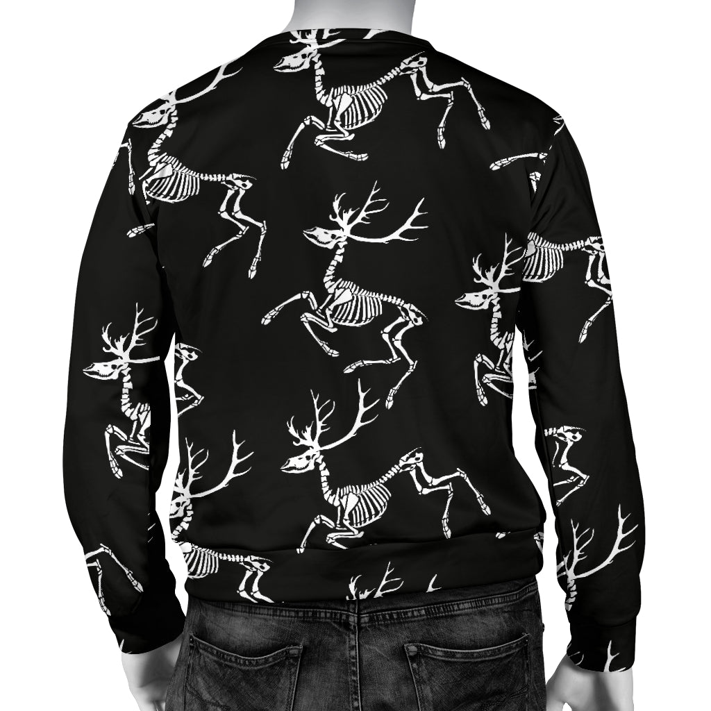 Deer Skeleton Print Pattern Men Long Sleeve Sweatshirt