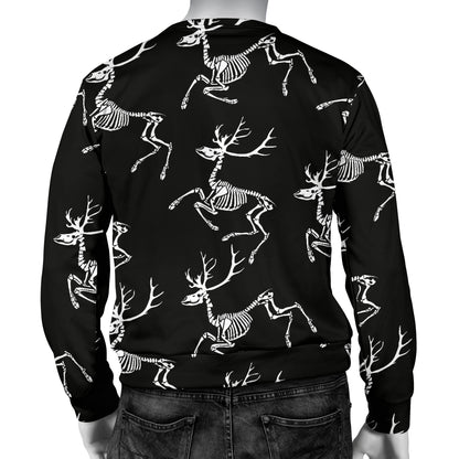 Deer Skeleton Print Pattern Men Long Sleeve Sweatshirt