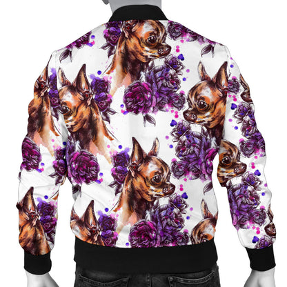 Chihuahua Purple Floral Men Bomber Jacket
