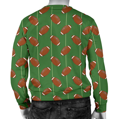 American Football on Field Themed Men Long Sleeve Sweatshirt