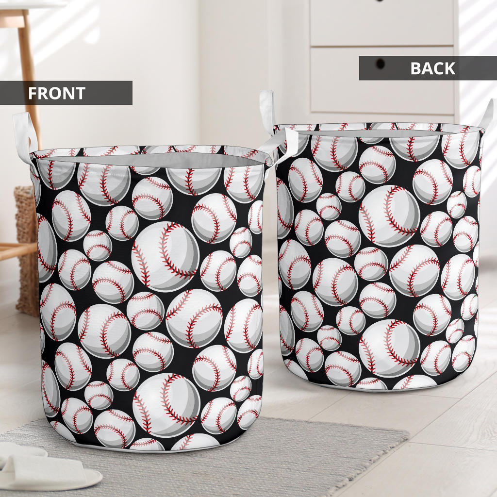 Baseball Black Background Laundry Basket