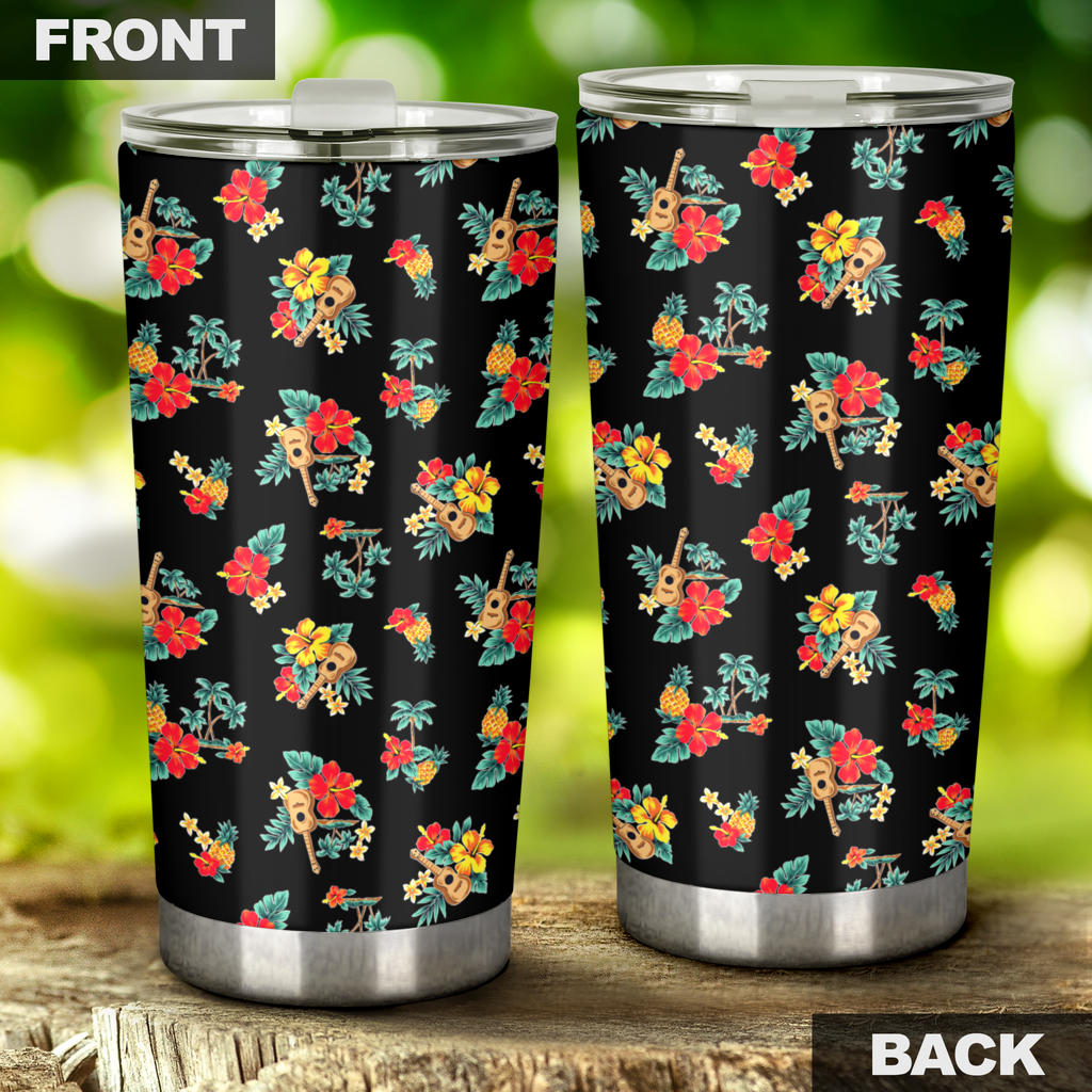 Hawaiian Flower Themed Print Tumbler